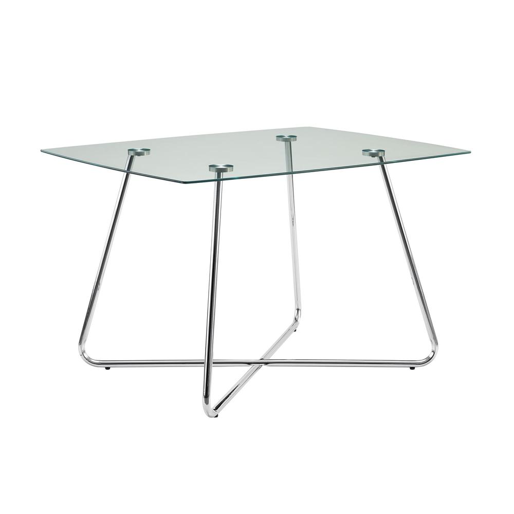 31" Chrome Metal and Clear Tempered Glass Dining Table - 332597. Picture 1