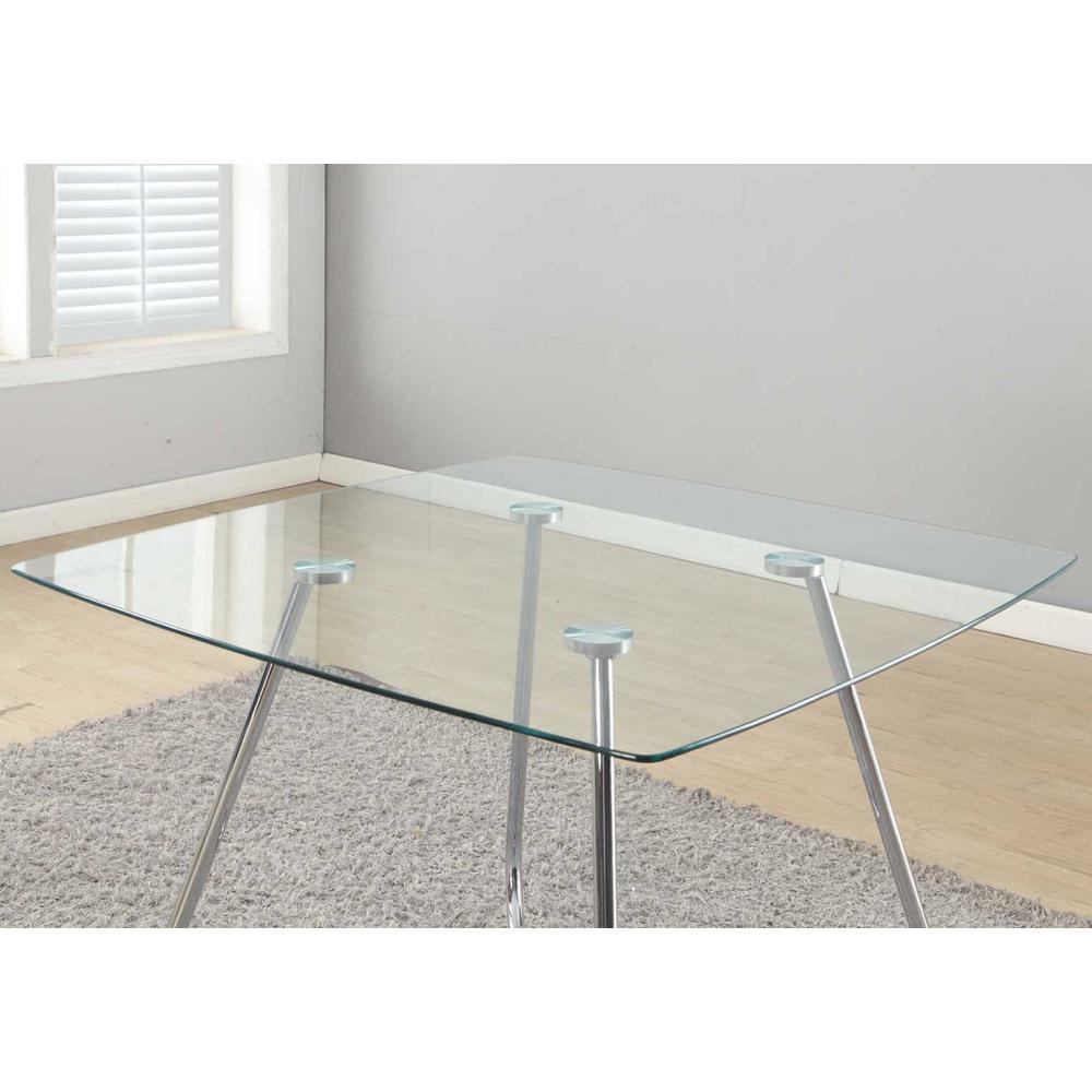 31" Chrome Metal and Clear Tempered Glass Dining Table - 332597. Picture 2