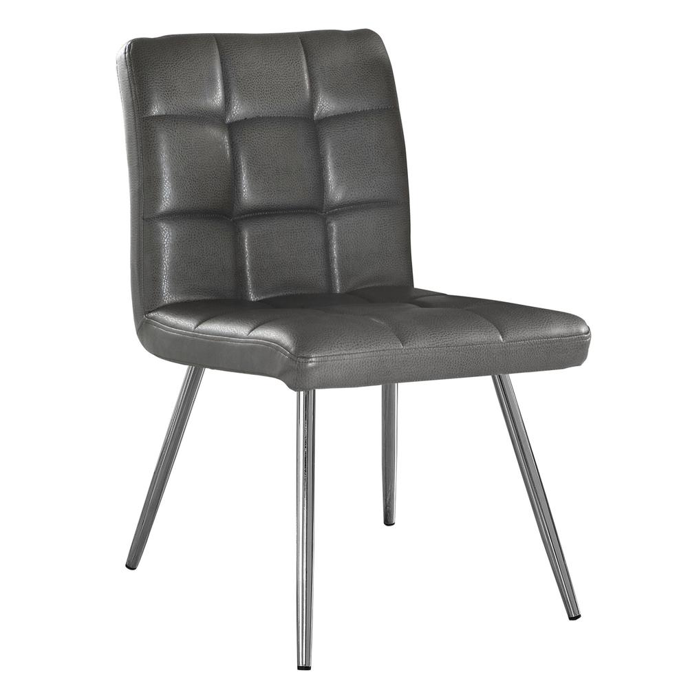 47" x 37" x 63" Grey Foam Metal Polyurethane Leather Look  Dining Chairs 2pcs - 332599. The main picture.