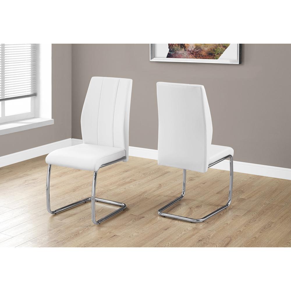 Two 77.5" Leather Look Chrome Metal and Foam Dining Chairs - 332601. Picture 1