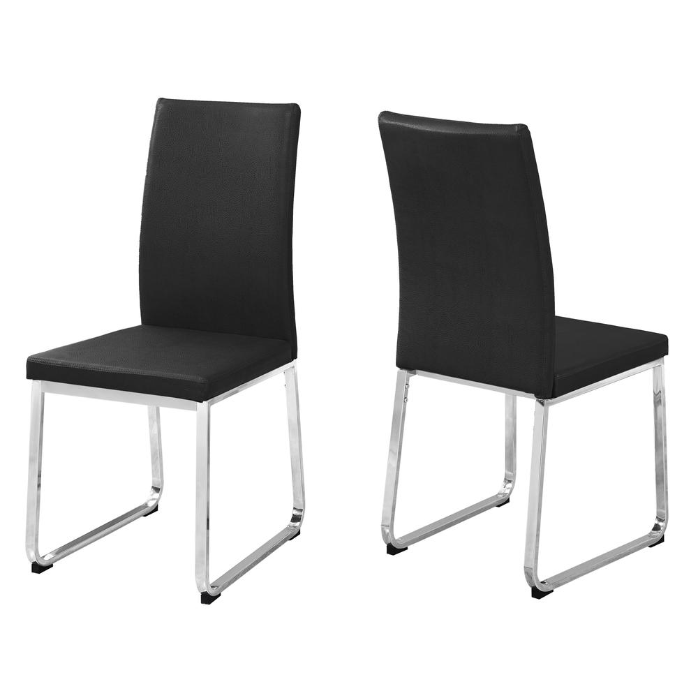 Two 39.5" Leather Look Foam and Chrome Metal Dining Chairs - 332609. Picture 2