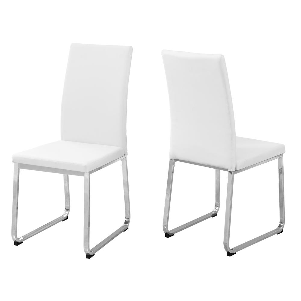 39.5" x 34" x 76" White Foam Metal Leather Look Dining Chairs 2pcs - 332610. Picture 1