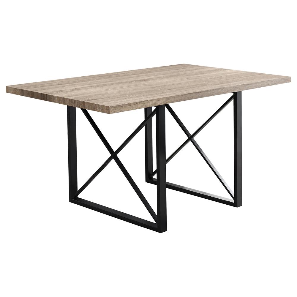 36" x 60" x 30" Dark Taupe  Black  HollowCore  Particle Board  Metal  Dining Table - 332612. Picture 1