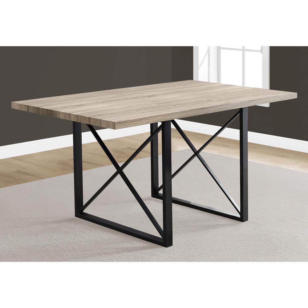 36" x 60" x 30" Dark Taupe  Black  HollowCore  Particle Board  Metal  Dining Table - 332612. Picture 2