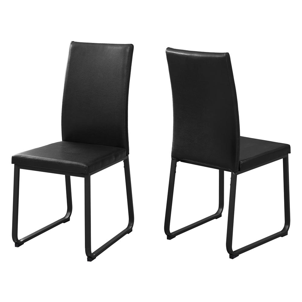 Two 38" Black Faux Leather and Metal Dining Chairs - 332616. Picture 2