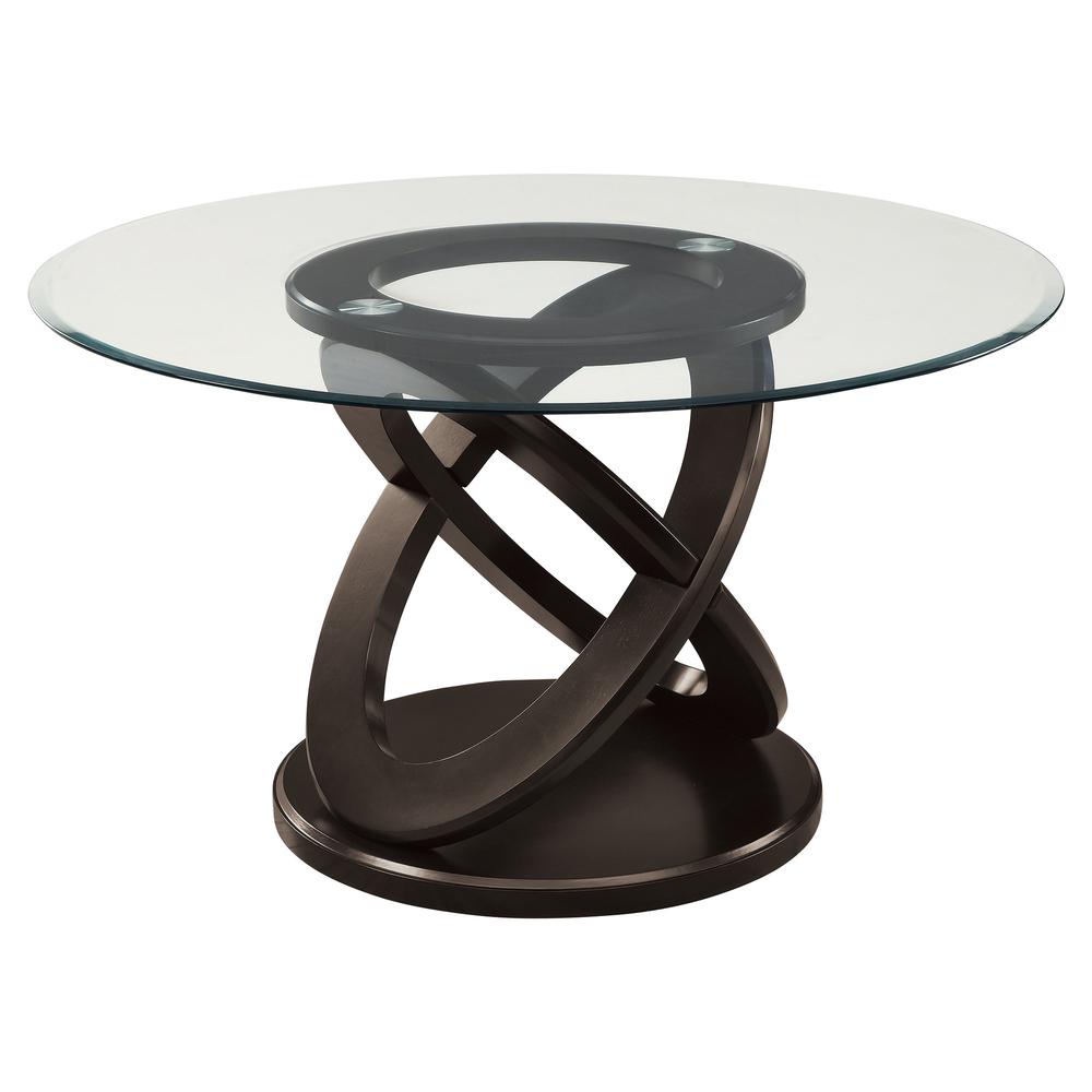 48" x 48" x 30.5" Espresso Clear Glass Solid Wood Tempered Glass  Tempered Glass Dining Table - 332658. Picture 1