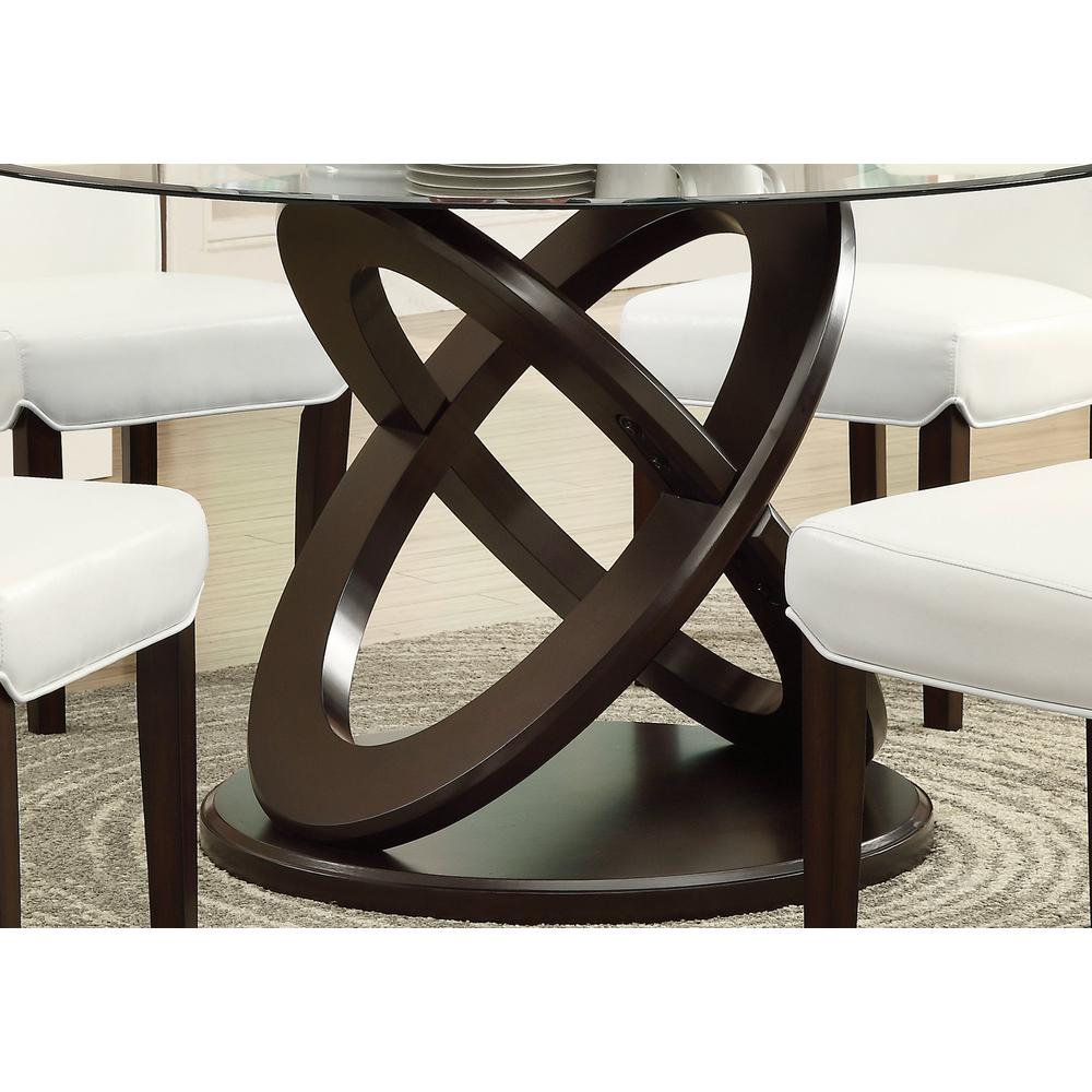 48" x 48" x 30.5" Espresso Clear Glass Solid Wood Tempered Glass  Tempered Glass Dining Table - 332658. Picture 2