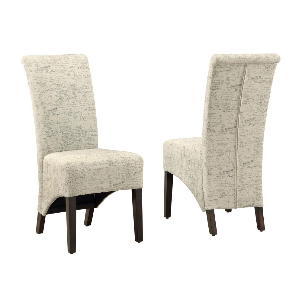 46" x 38" x 81" Beige Cappuccino Foam Particle Board Solid Wood Linen  Dining Chairs 2pcs - 332660. Picture 1