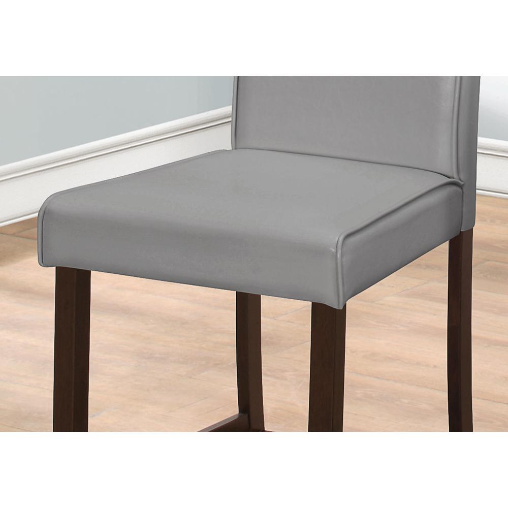 Two 40" Grey Leather Look Solid Wood and MDF Counter Height Dining Chairs - 332665. Picture 3
