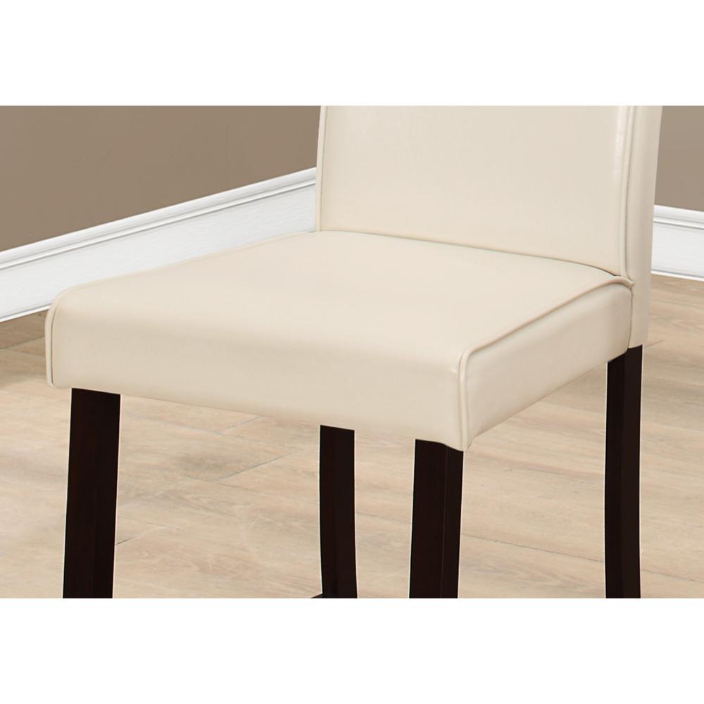 Two 40" Ivory Leather Look Solid Wood and MDF Counter Height Dining Chairs - 332666. Picture 3
