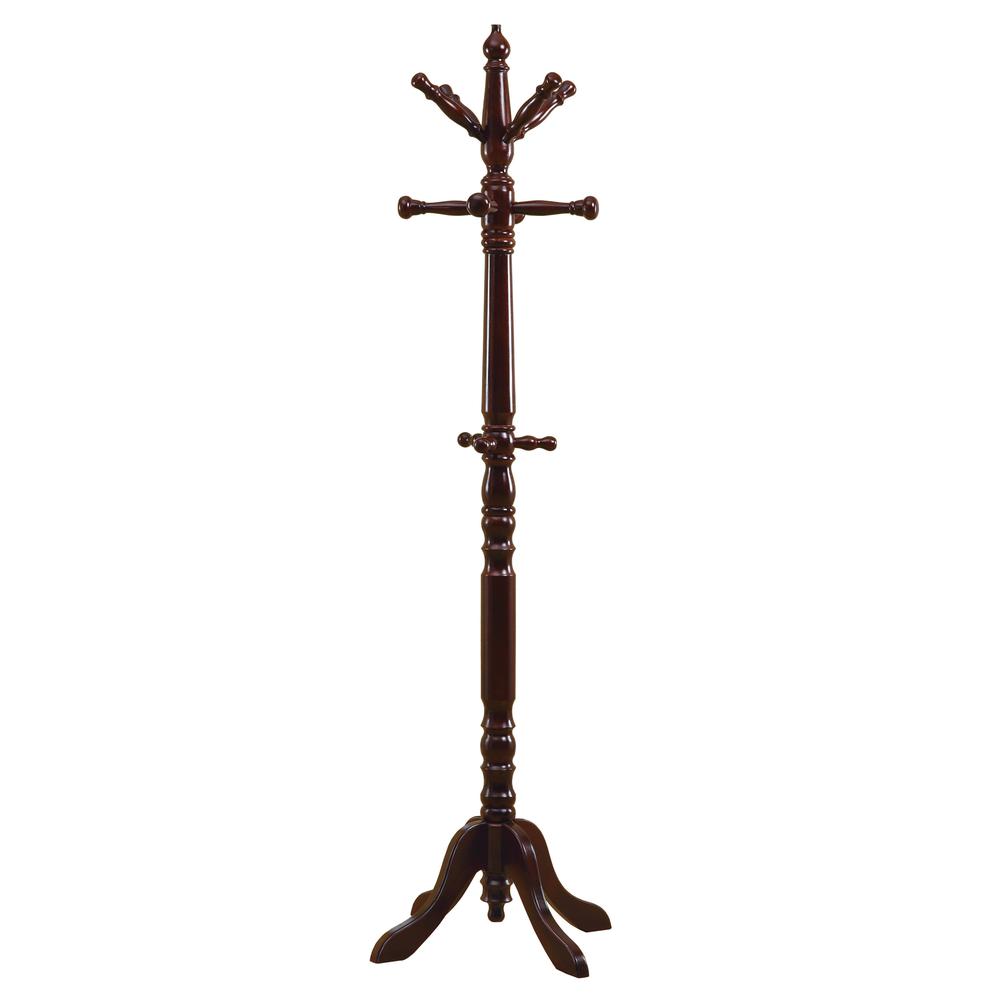 Cherry Solid Wood Finish Coat Rack with Triple Tiered Coat Stand - 332675. Picture 1