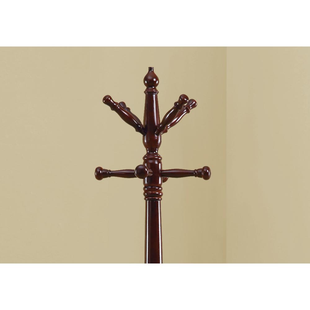 Cherry Solid Wood Finish Coat Rack with Triple Tiered Coat Stand - 332675. Picture 2