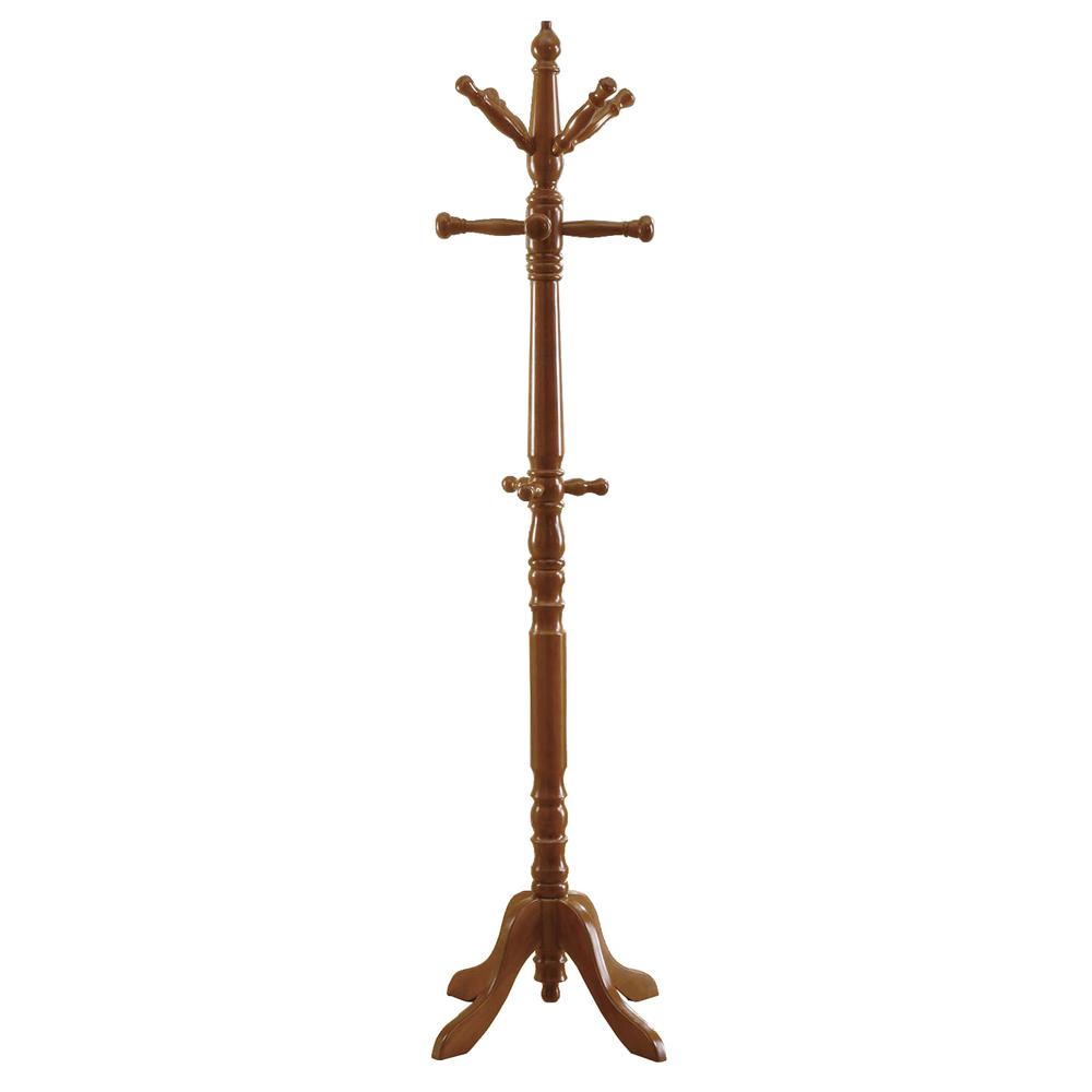 Oak Finish Coat Rack with Triple Tiered Coat Stand - 332676. Picture 1