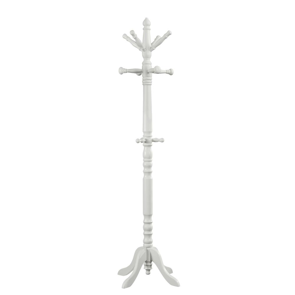 White Solid Wood Coat Rack with Triple Tiered Coat Stand - 332677. Picture 1