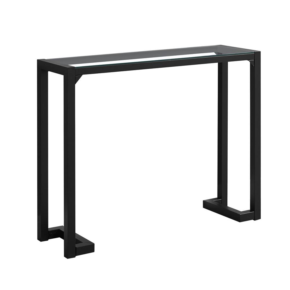 12" x 42" x 32" Tempered and Black Metal Accent Table - 332721. Picture 1