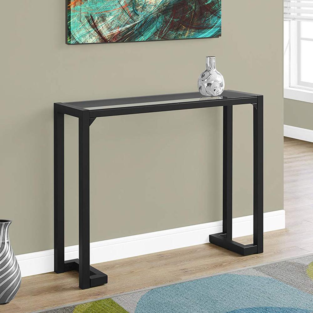 12" x 42" x 32" Tempered and Black Metal Accent Table - 332721. Picture 5