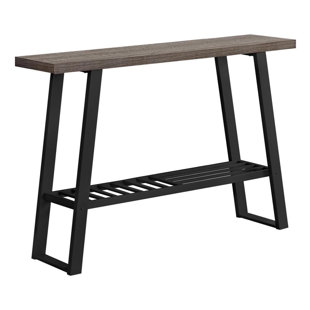 12" x 47.25" x 32" Dark Taupe Finish and Black Metal Hollow Core Hall Console - 332727. Picture 1
