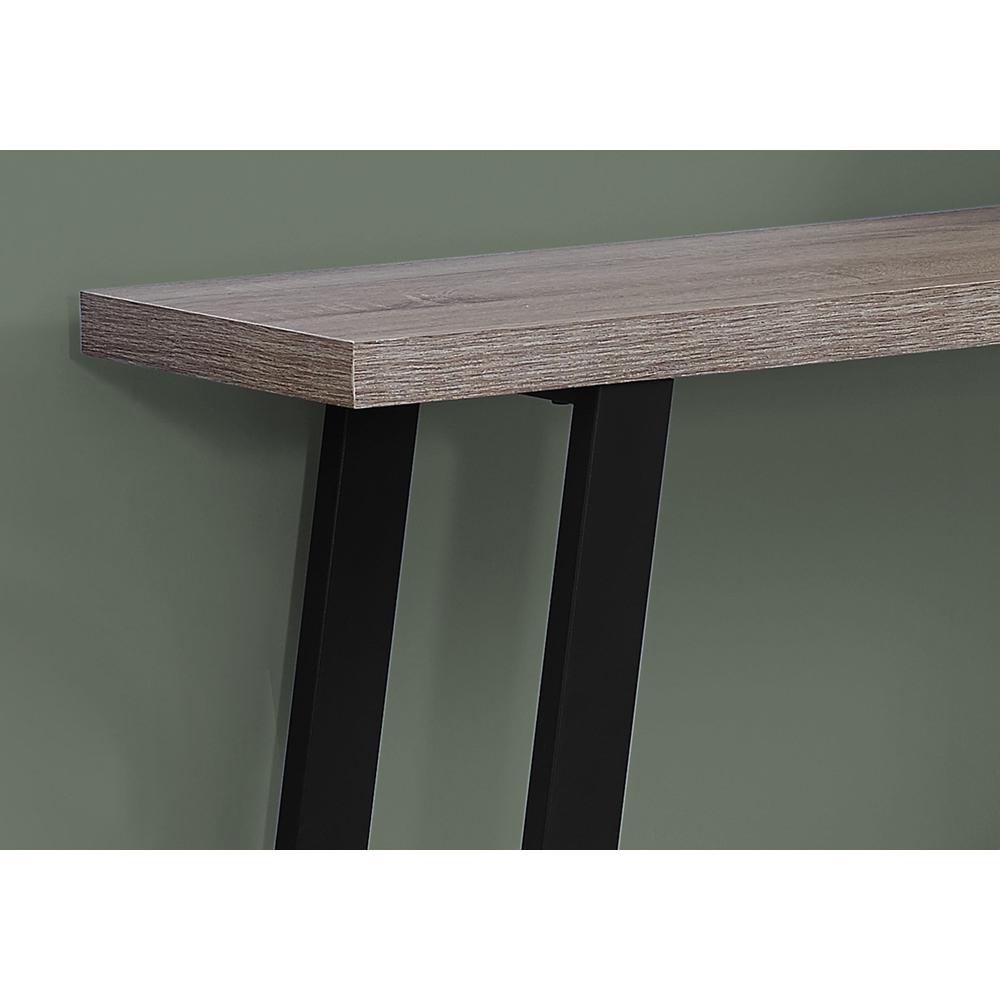 12" x 47.25" x 32" Dark Taupe Finish and Black Metal Hollow Core Hall Console - 332727. Picture 2