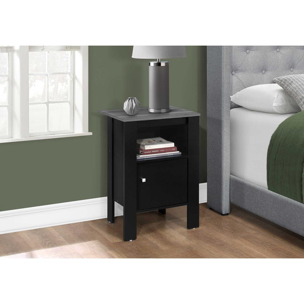 14" x 17.25" x 24.25" Black and Grey Night Stand With Storage - 332733. Picture 2