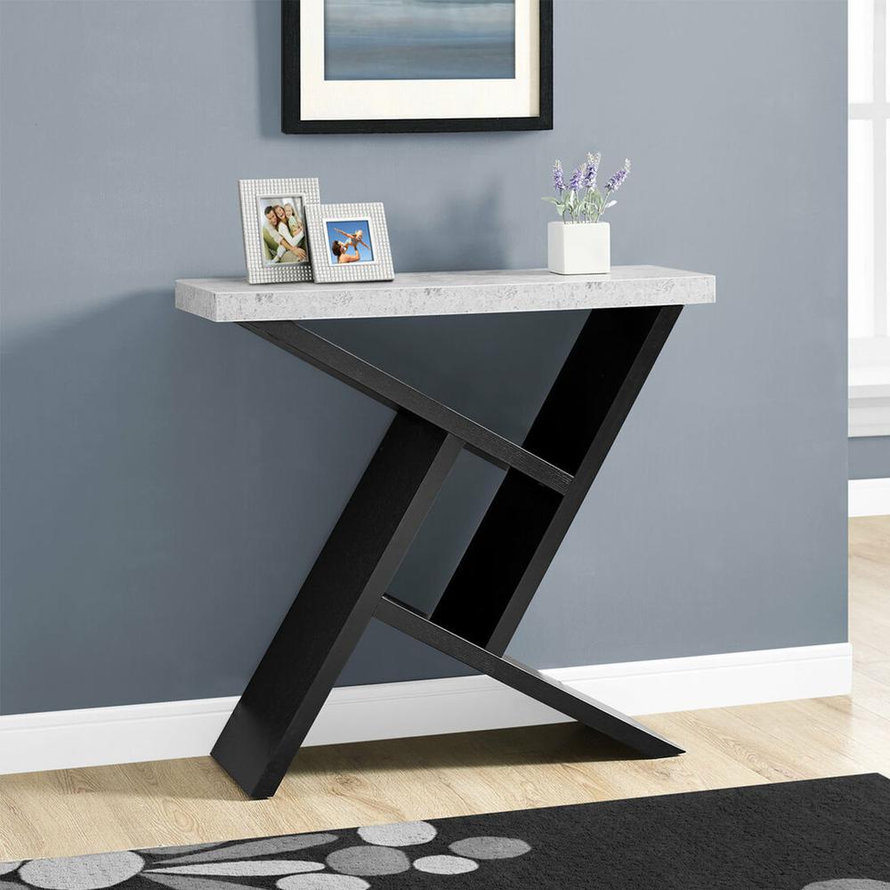 11.5" x 35.5" x 34" Black Grey Finish Hollow Core Accent Table - 332791. Picture 5