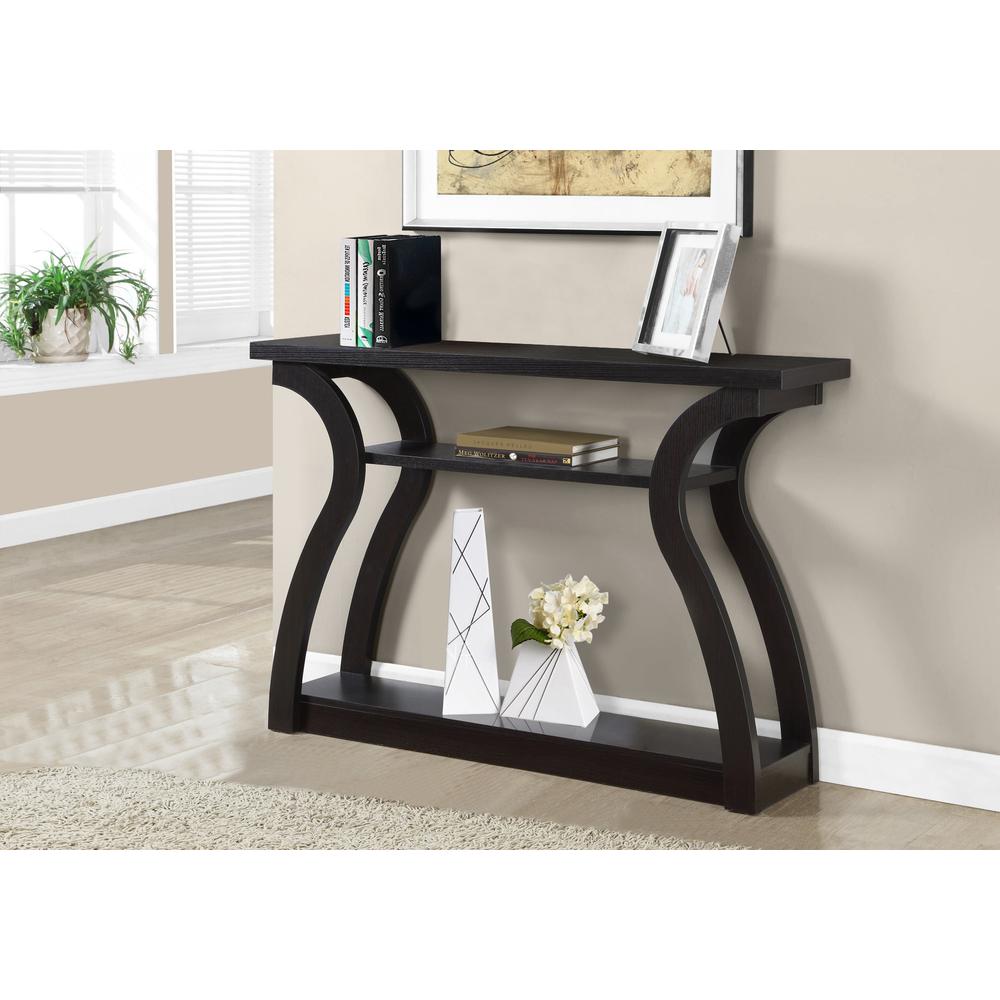 11.5" x 47.25" x 32" Cappuccino Hollow Core Particle Board  Accent Table Hall Console - 332813. Picture 1