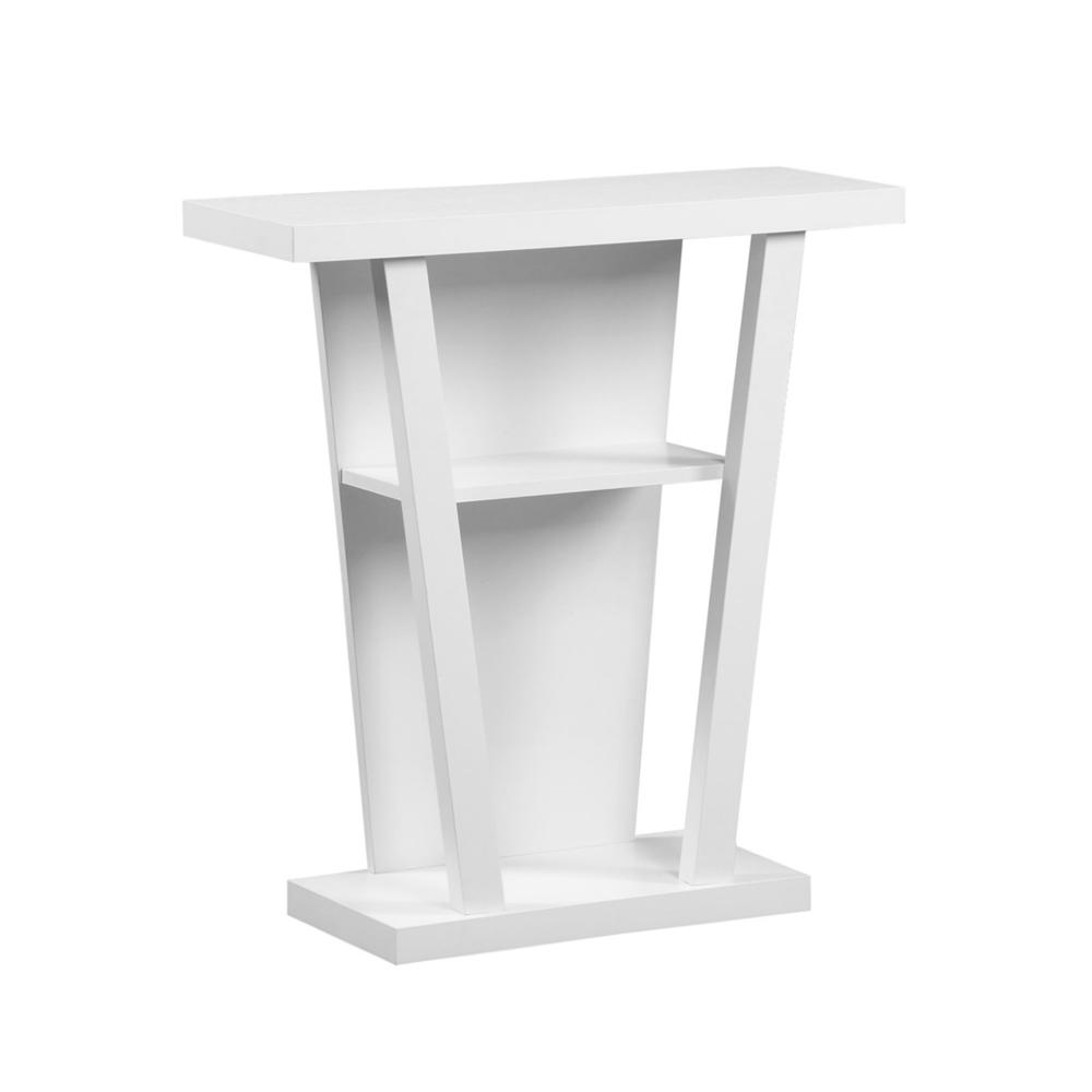 11.5" x 31.5" x 33.75" White Finish Hollow Core Accent Table - 332875. Picture 1