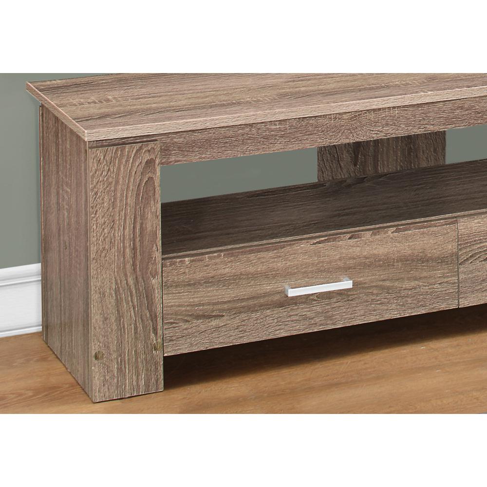 16.25" Dark Taupe Particle Board and Laminate TV Stand with 2 Storage Drawers - 332893. Picture 3