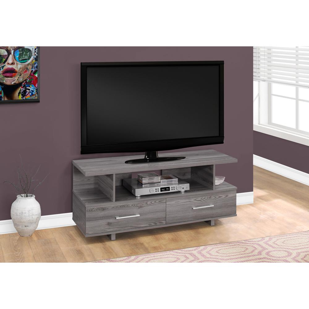 20" Grey Particle Board and Laminate TV Stand with 2 Storage Drawers - 332896. Picture 1