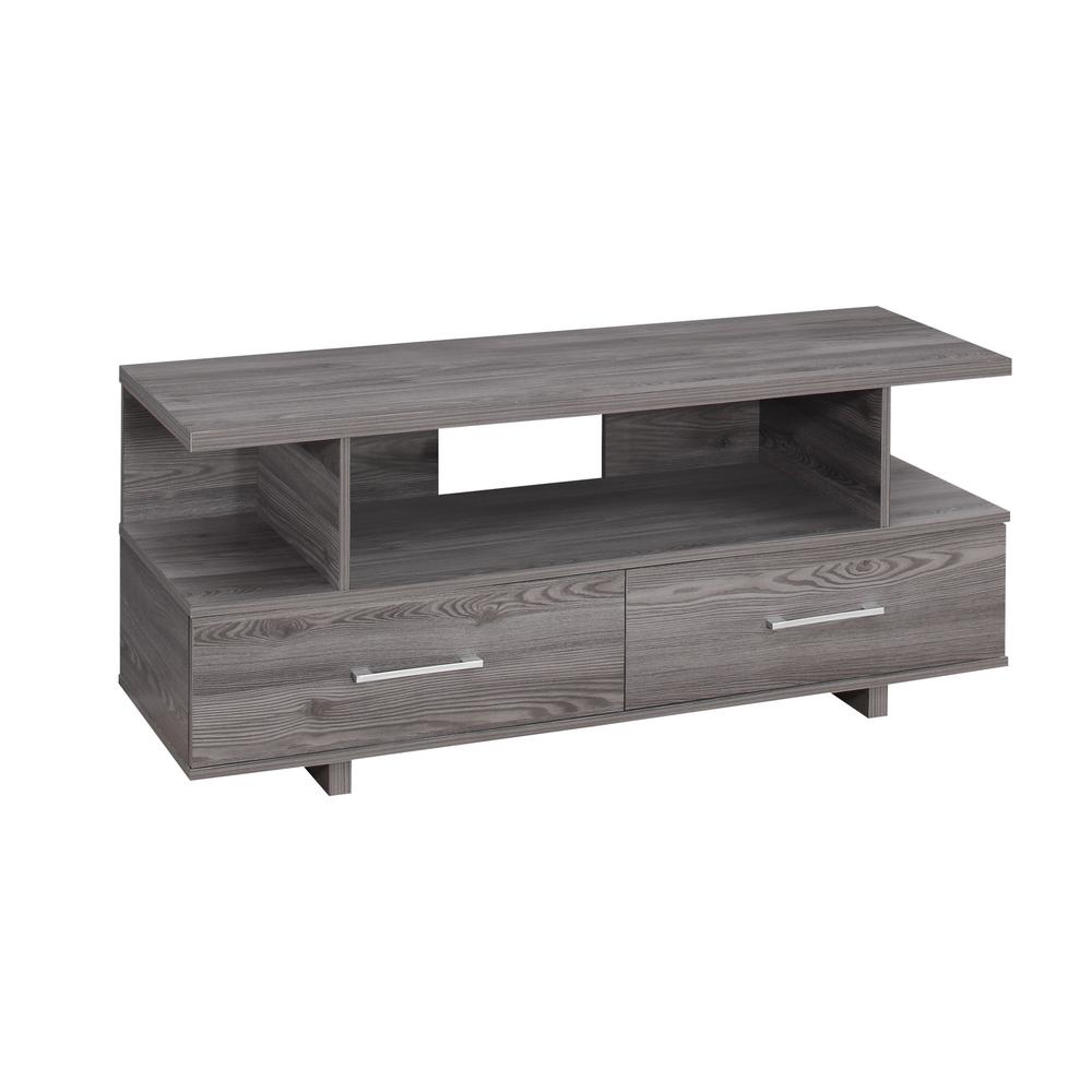 20" Grey Particle Board and Laminate TV Stand with 2 Storage Drawers - 332896. Picture 2