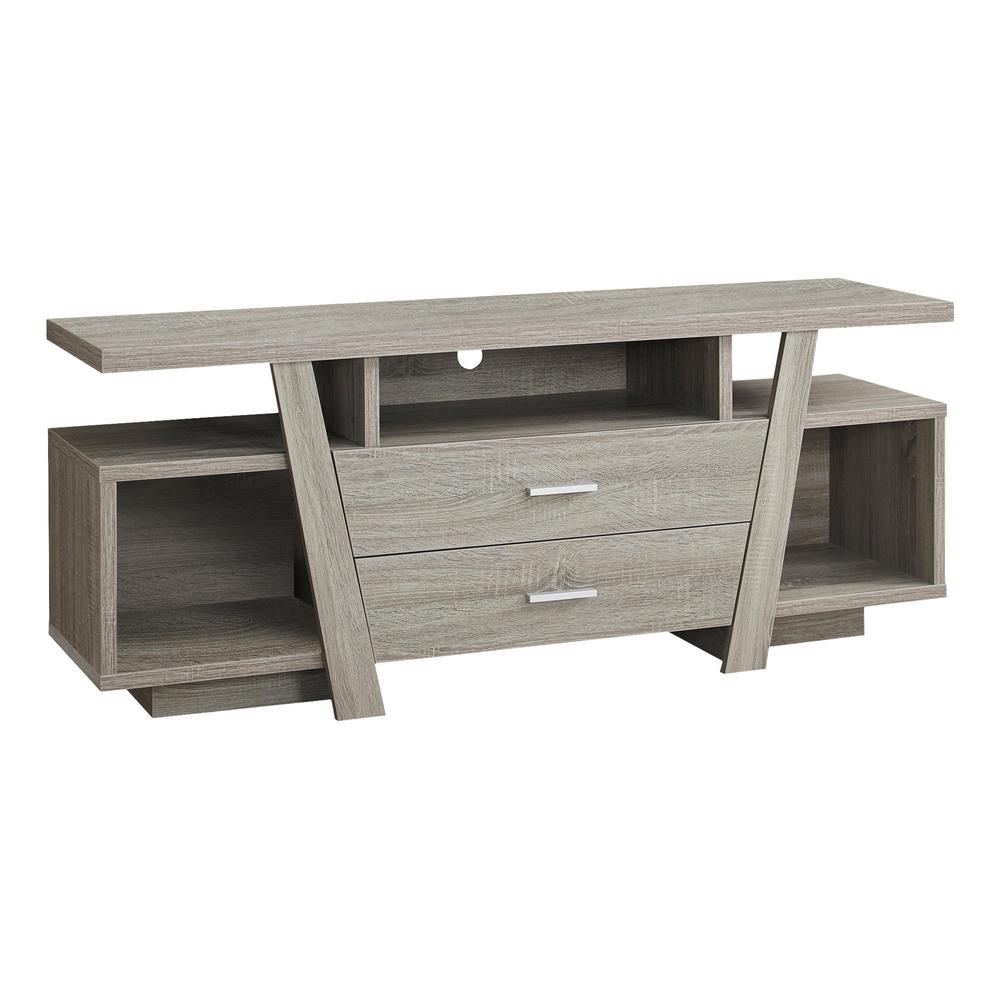 15.5" x 60" x 23.75" Dark Taupe Particle Board Hollow Core TV Stand With 2 Drawers - 332932. Picture 1