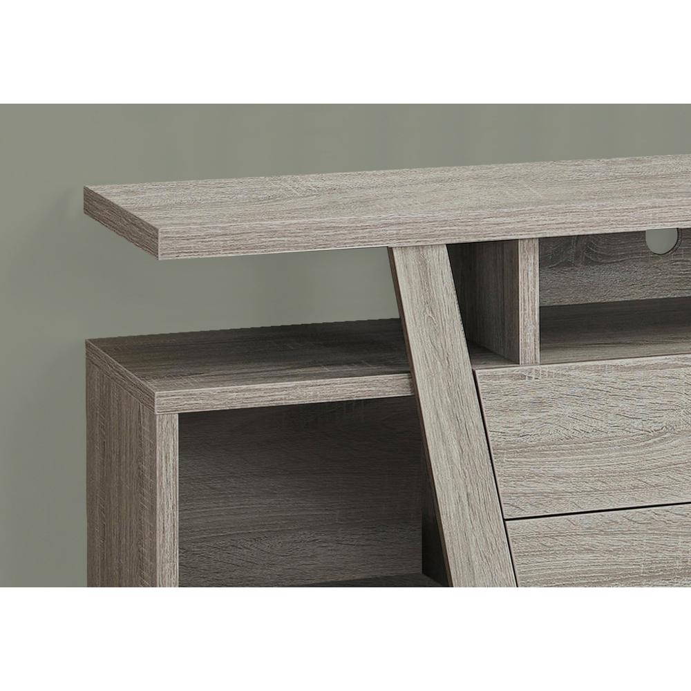 15.5" x 60" x 23.75" Dark Taupe Particle Board Hollow Core TV Stand With 2 Drawers - 332932. Picture 2