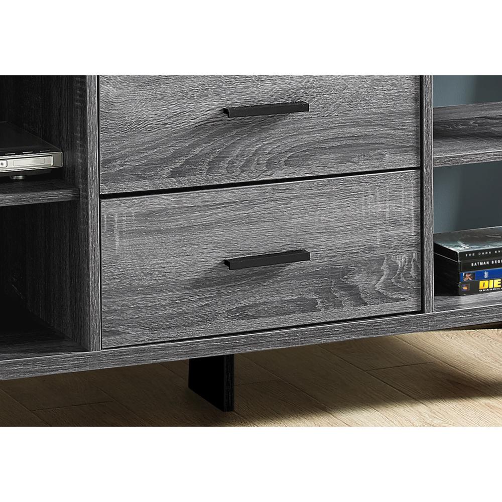 15.5" x 60" x 23" Grey Black Particle Board Hollow Core Metal TV Stand With 2 Drawers - 332946. Picture 2