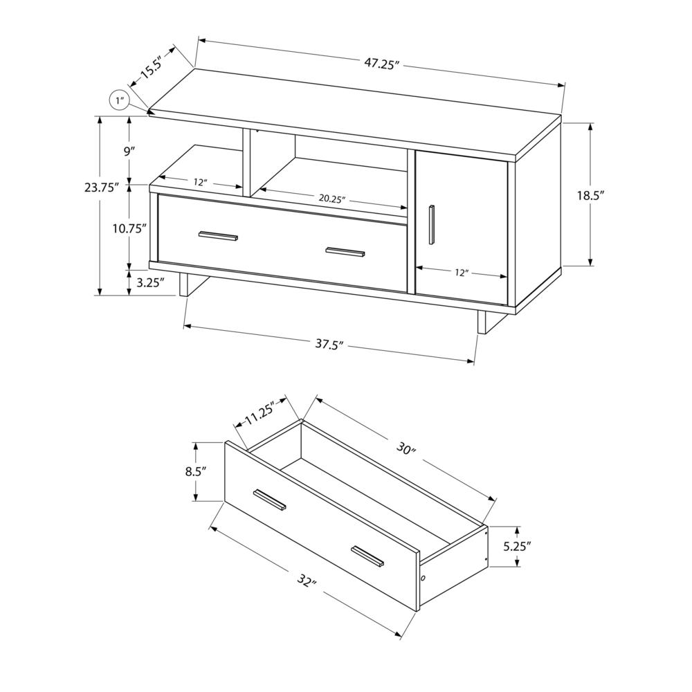 15.5" x 47.25" x 23.75" White Particle Board Hollow Core TV Stand with Storage - 332957. Picture 3