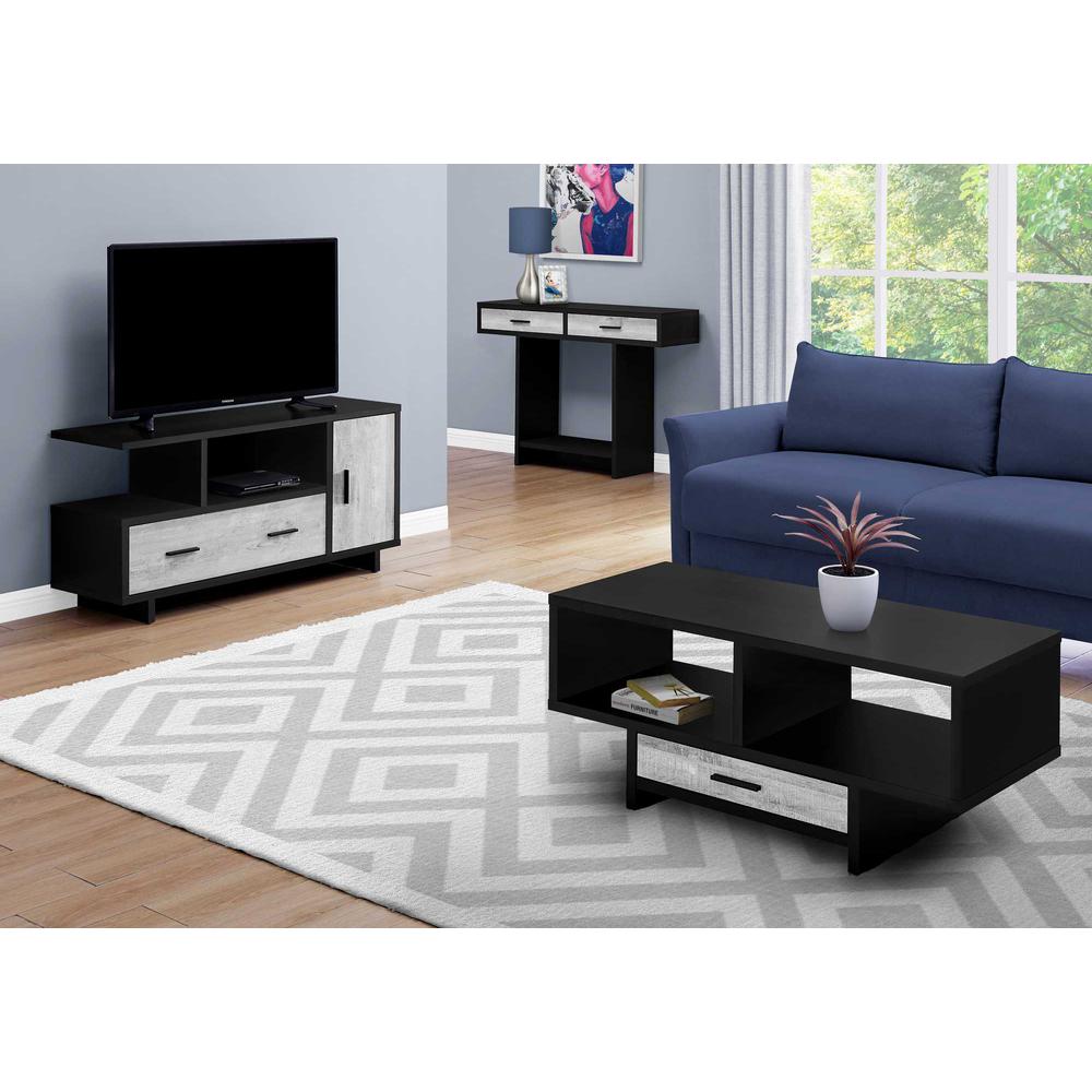 23.75" Black and Grey Particle Board Laminate and MDF TV Stand with Storage - 332959. Picture 3