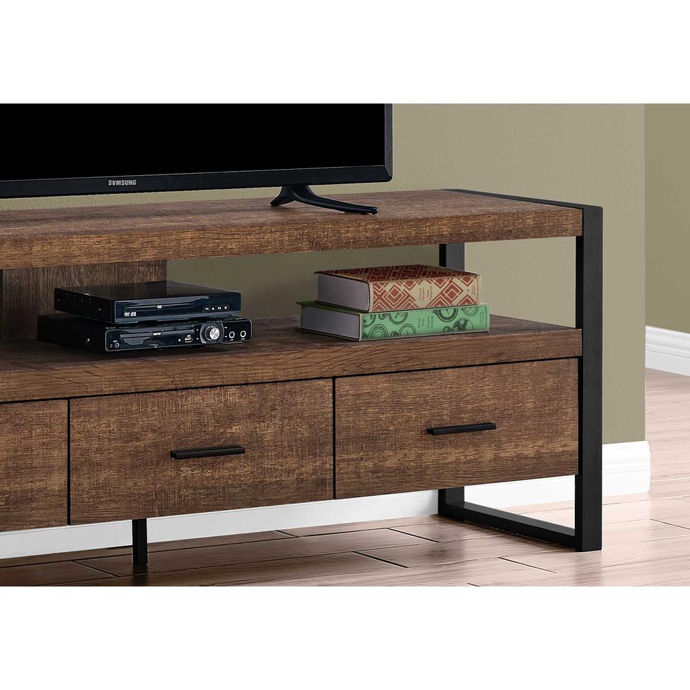 21.75" Particle Board Hollow Core & Black Metal TV Stand with 3 Drawers - 332966. Picture 3
