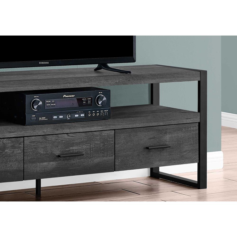 21.75" Black Particle Board Hollow Core & Black Metal TV Stand with 3 Drawers - 332969. Picture 3