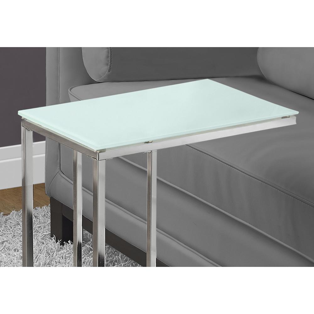 18.25" x 10.25" x 24" Chrome Metal Tempered Glass Accent Table - 332970. Picture 2