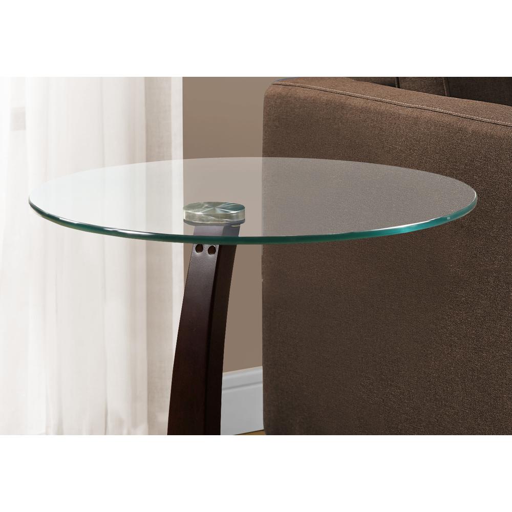 17.75" x 17.75" x 24" Cappuccino Particle Board Tempered Glass Accent Table - 332971. Picture 2