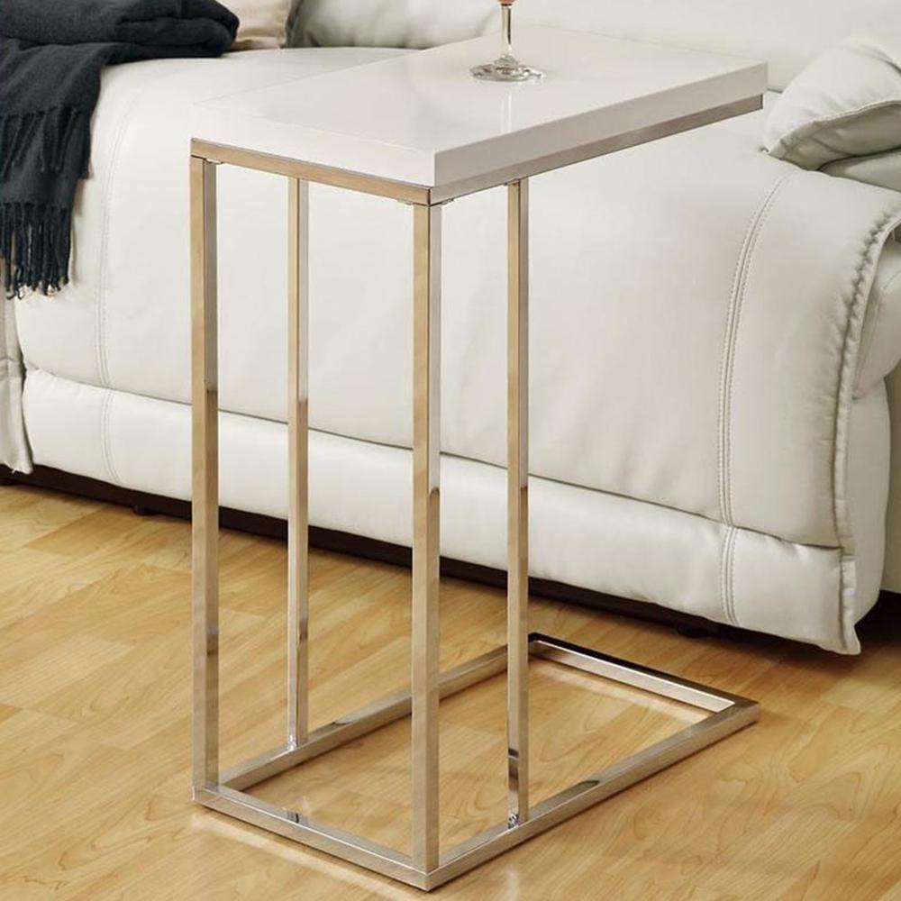 18.25" x 10.25" x 25.25" White Particle Board Metal  Accent Table - 332974. Picture 5