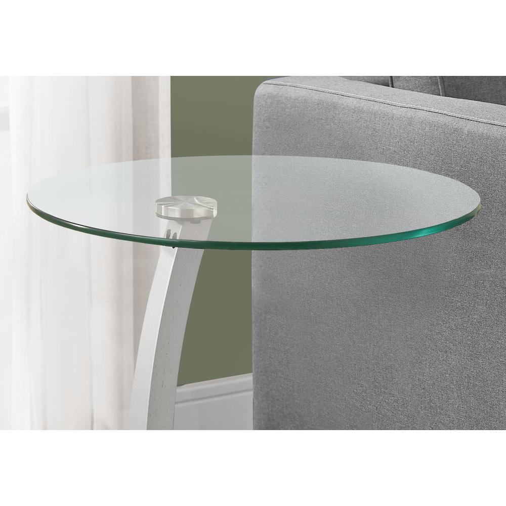 17.75" x 17.75" x 24" BlackSilver Particle Board Tempered Glass Accent Table - 332975. Picture 2