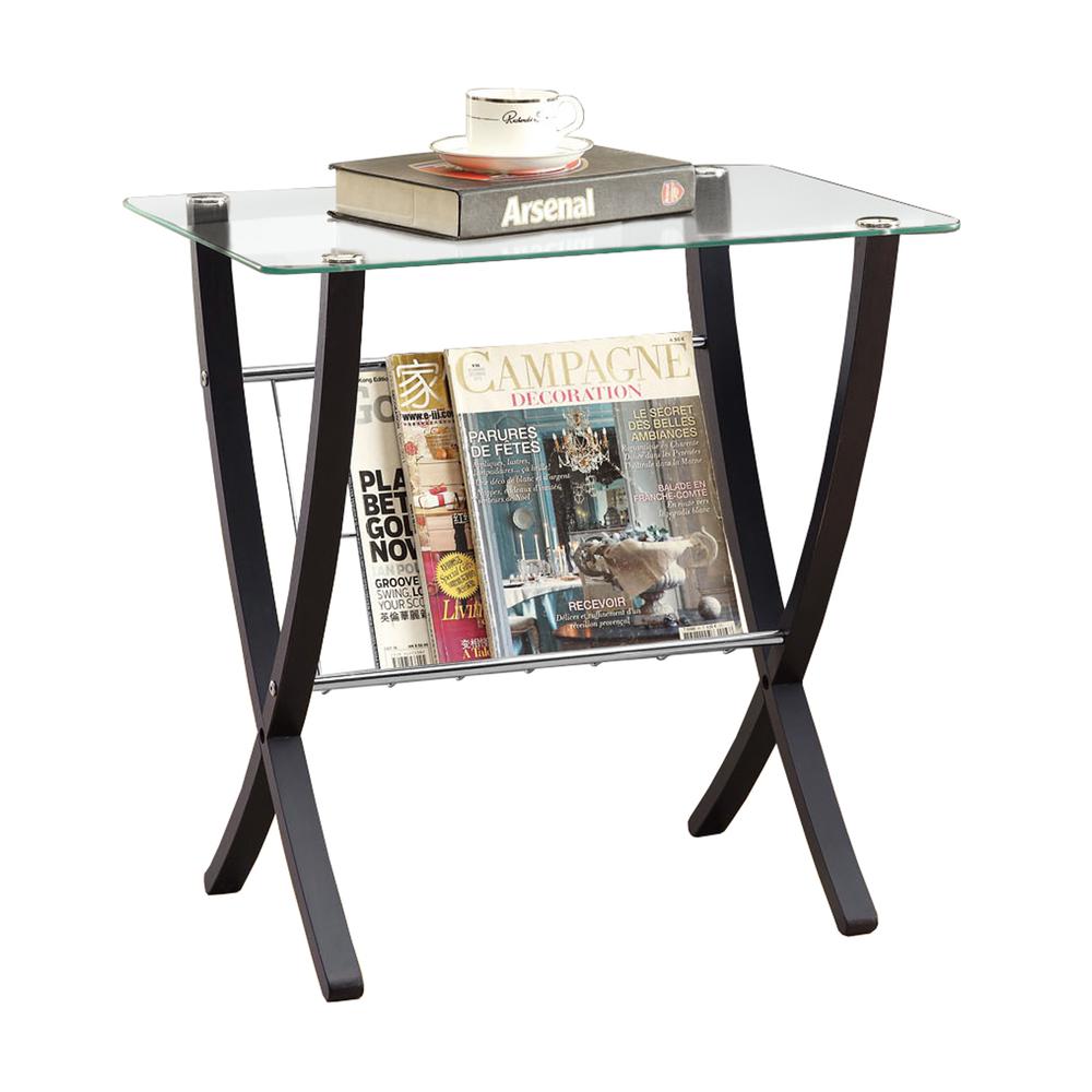16.25" x 24" x 24.5" CappuccinoClear Metal Particle Board Accent Table - 332982. Picture 1