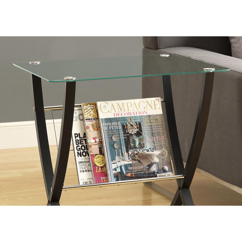 16.25" x 24" x 24.5" CappuccinoClear Metal Particle Board Accent Table - 332982. Picture 2