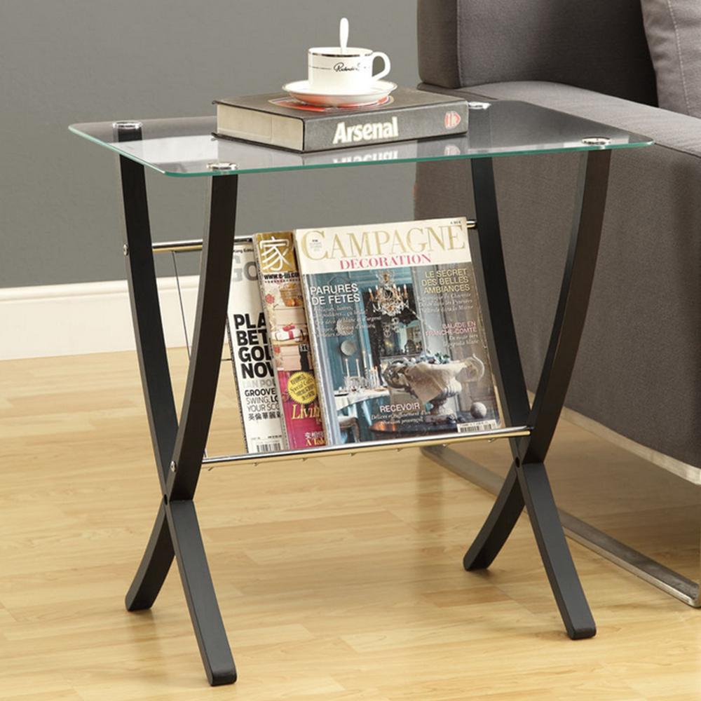16.25" x 24" x 24.5" CappuccinoClear Metal Particle Board Accent Table - 332982. Picture 5