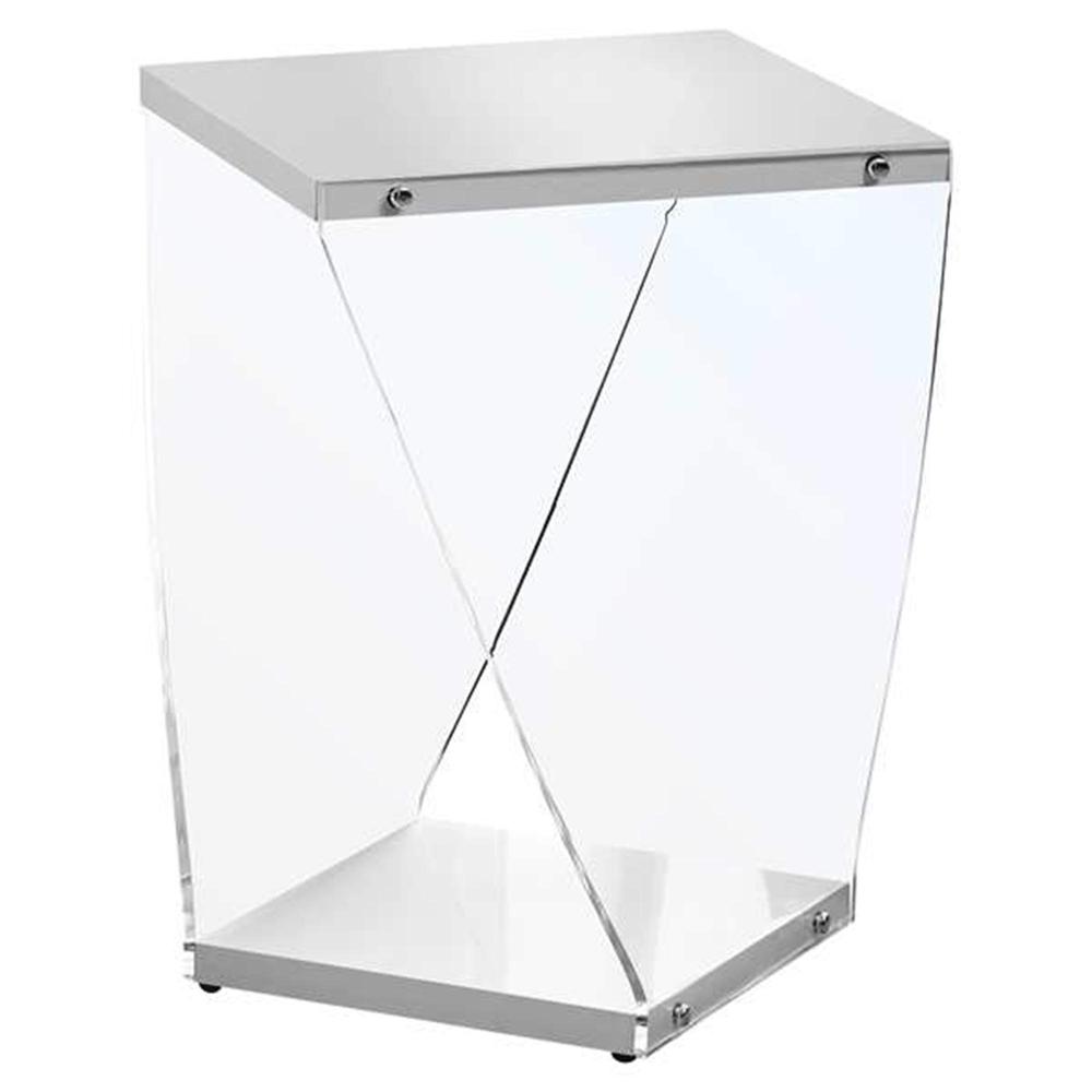 15.75" x 16.5" x 21.25" White Clear Acrylic Glass Accent Table - 332989. Picture 4