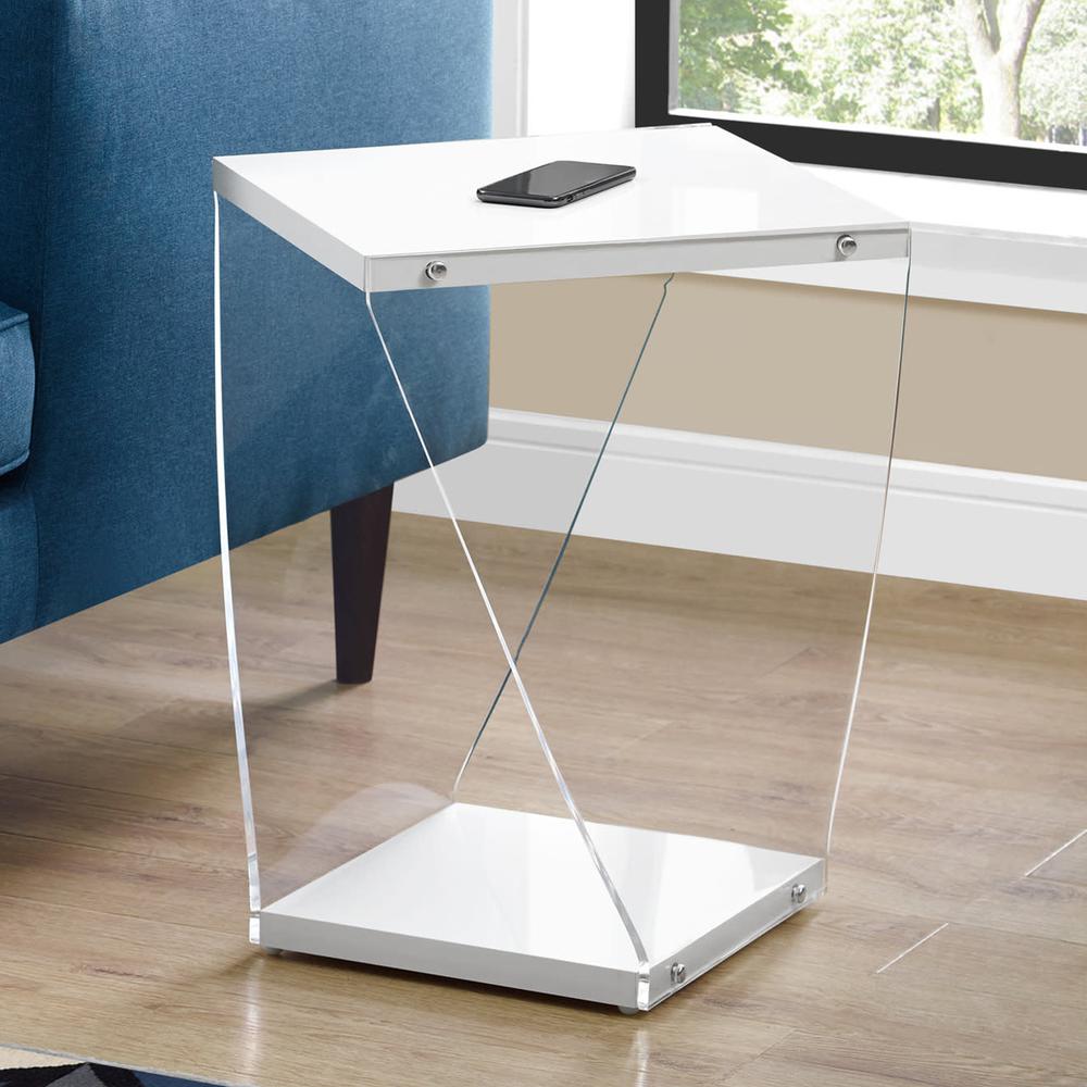 15.75" x 16.5" x 21.25" White Clear Acrylic Glass Accent Table - 332989. Picture 5