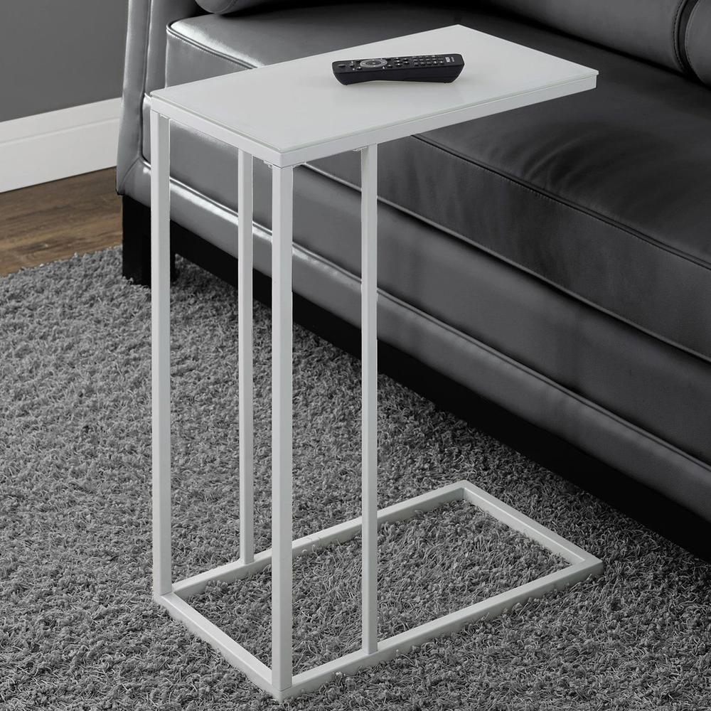 18.25" x 10.25" x 24" White Metal Tempered Glass Accent Table - 332991. Picture 5