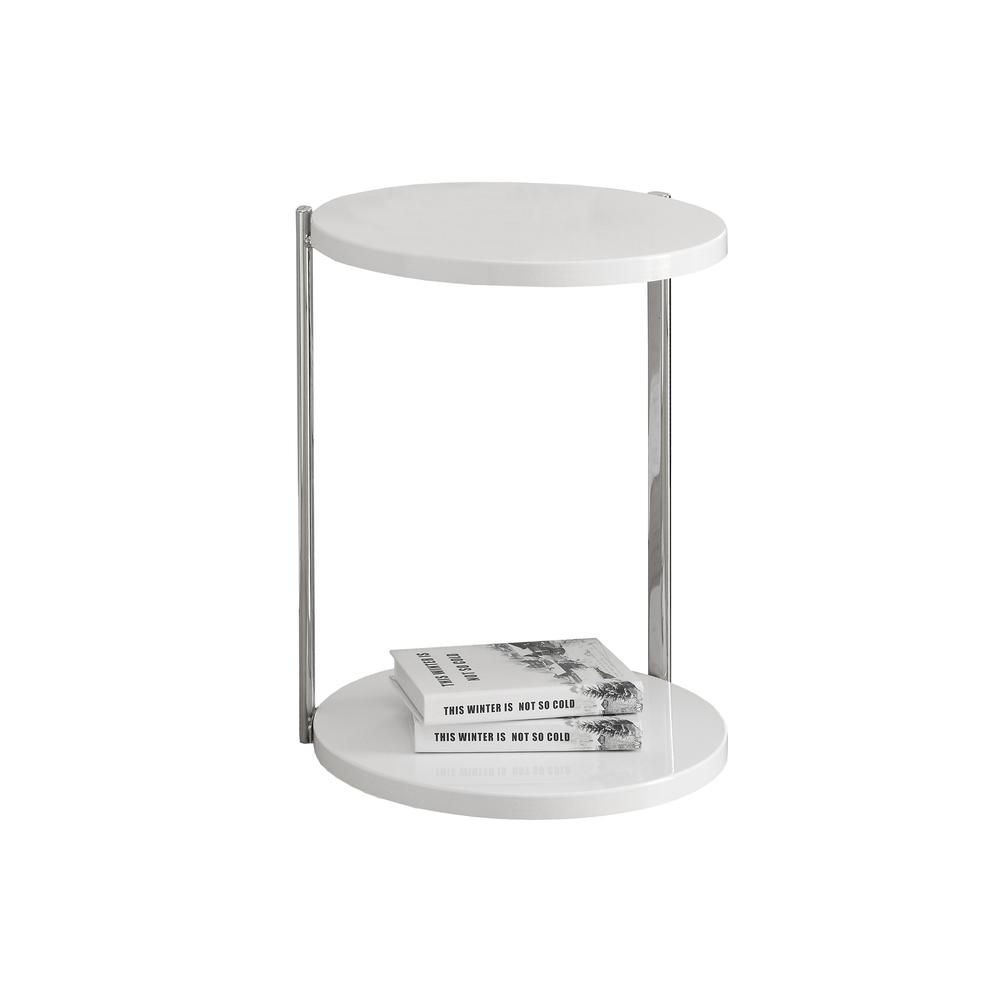 18.25" x 18.25" x 23.5" White Finish Laminate Metal Accent Table - 333003. Picture 1
