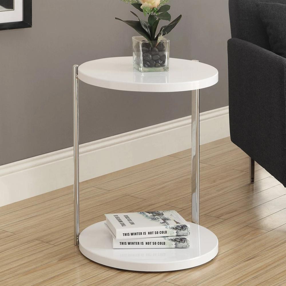 18.25" x 18.25" x 23.5" White Finish Laminate Metal Accent Table - 333003. Picture 5