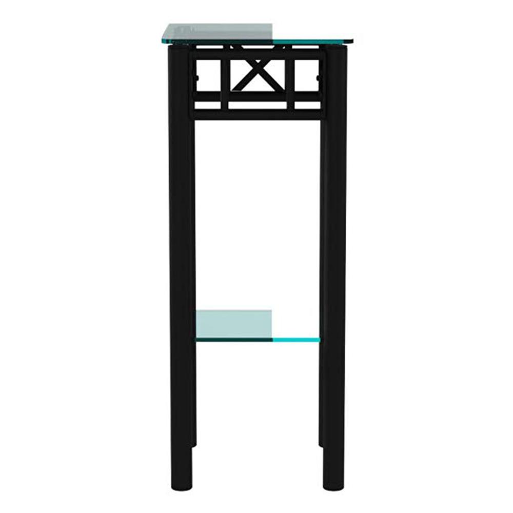 12" x 12" x 28" Black Metal Accent Table With Clear Tempered Glass - 333016. Picture 5