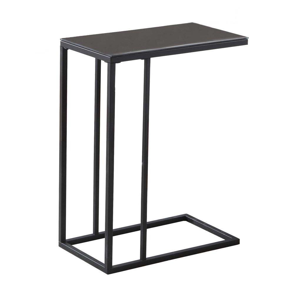 18.25" x 10.25" x 24" Black Metal Tempered Glass Accent Table - 333018. The main picture.
